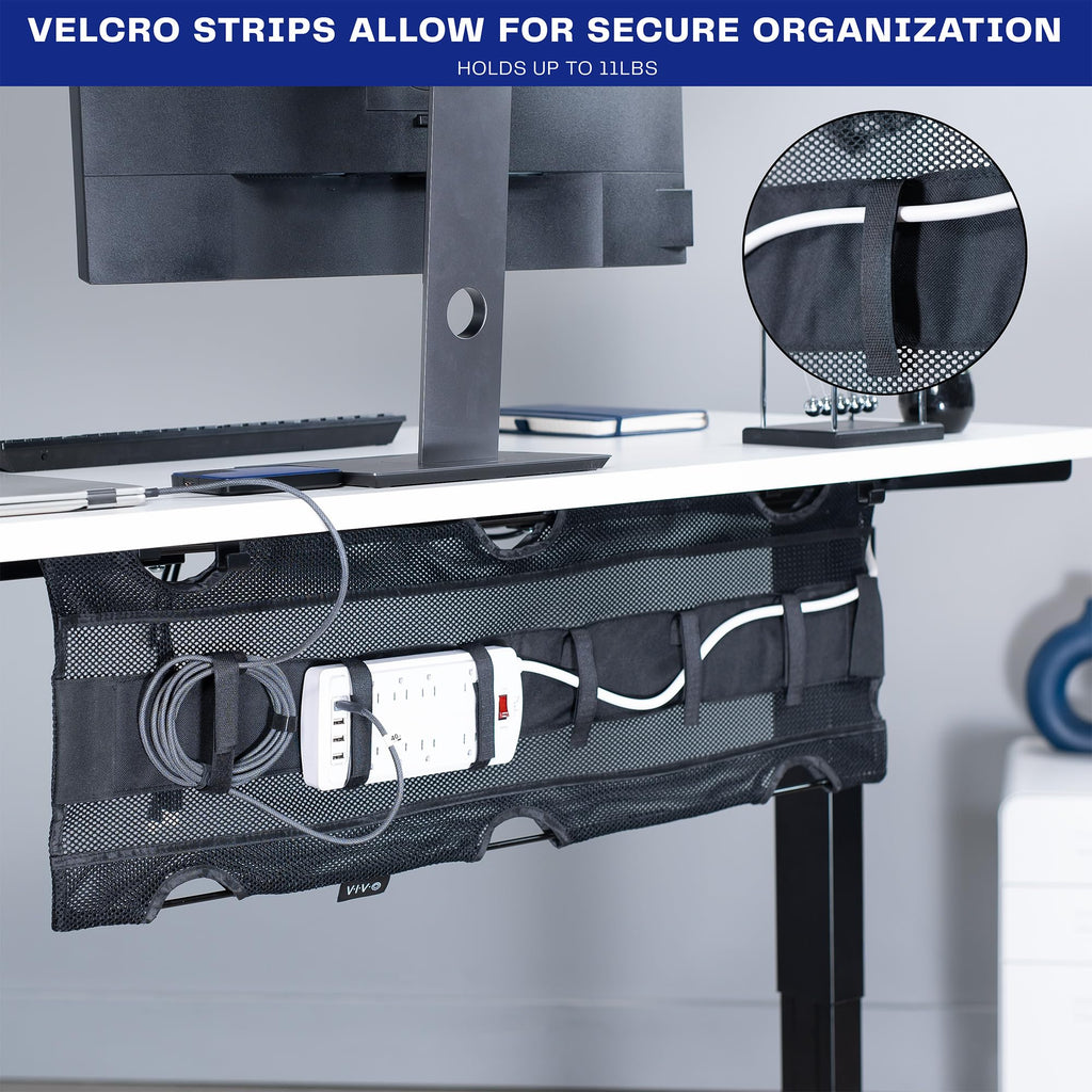 VIVO Black Screw-on 36 in Mesh Net Cable Management Holder, DESK-AC36MH-S