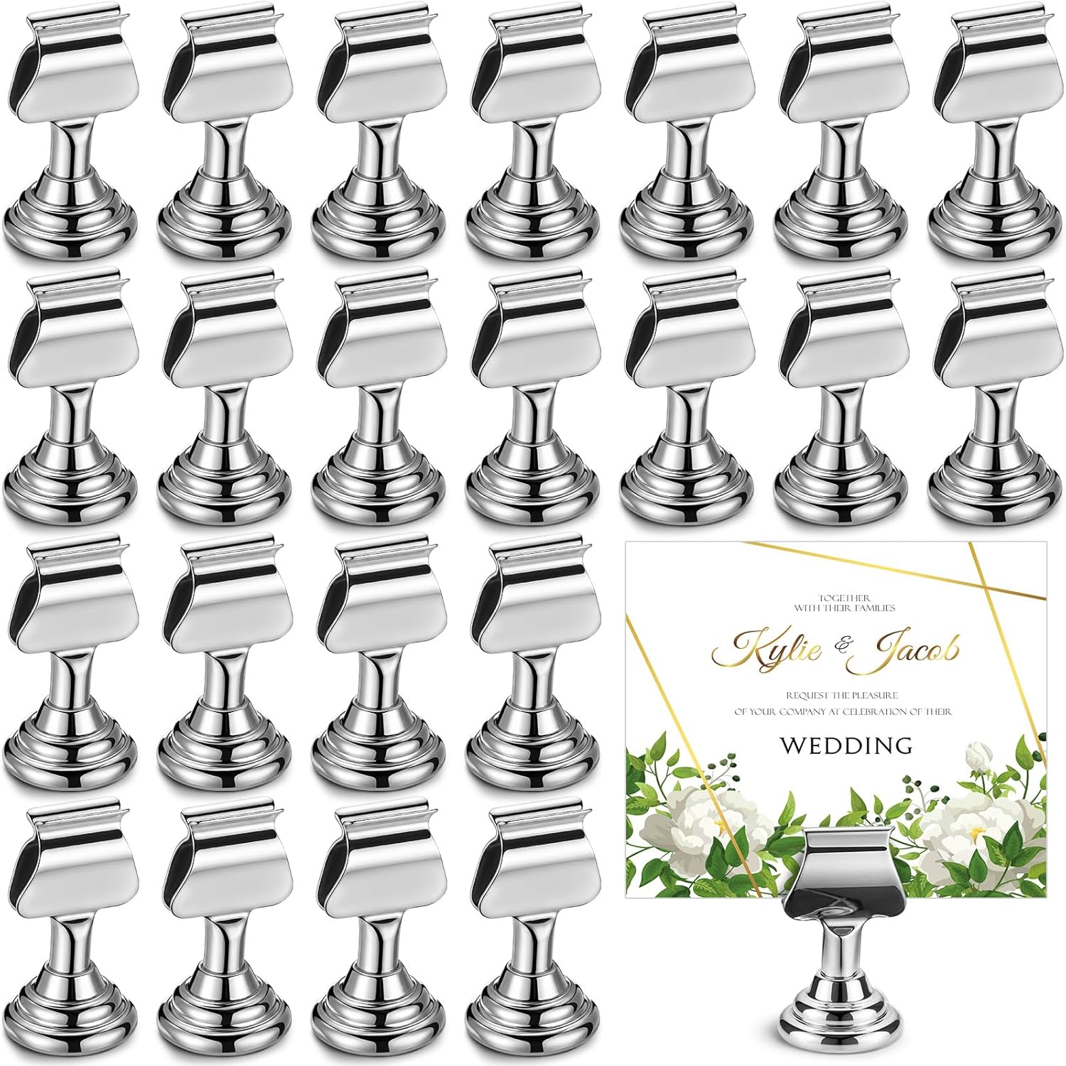 48 Pcs Wedding Table Number Holders Metal Silver Place Card Holder | Place Card Holder for Weddings Restaurants, Menu