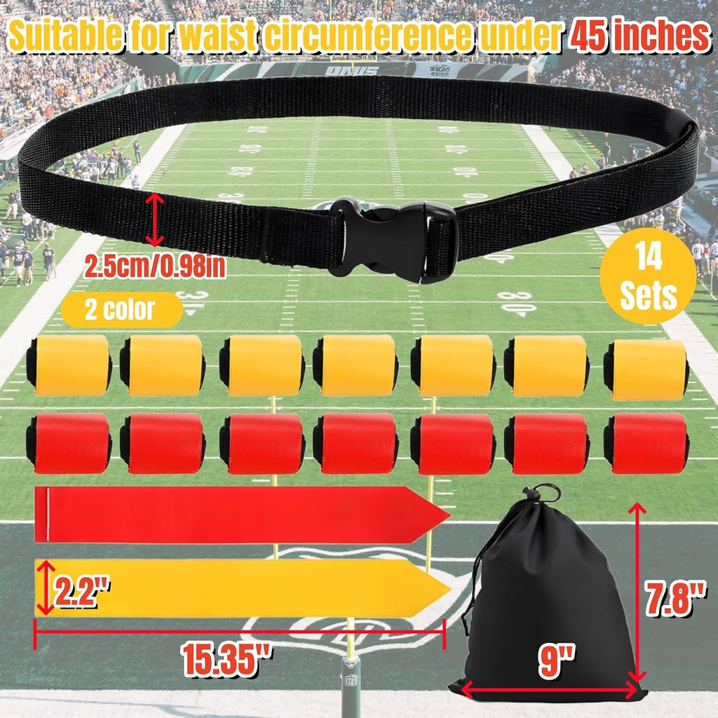 14 Set Flag Football Belts, Quick-Release Buckle | Adjustable Flag Football Flags Set with Belts, Easy Tear Away
