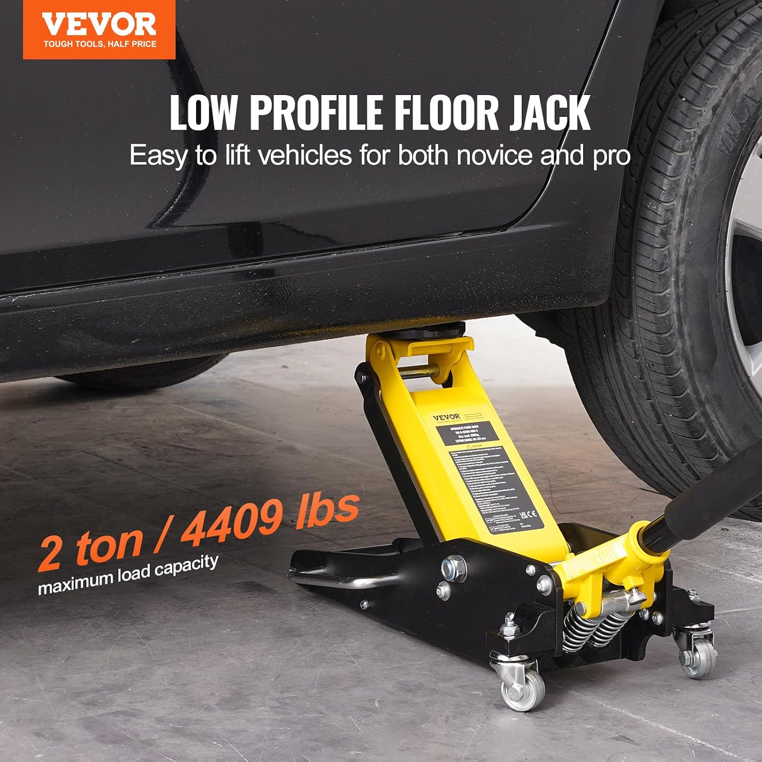 Low Profile Floor Jack 2 Ton (4400 lbs), Heavy Duty Aluminum Hydraulic Racing Floor Jack, Hydraulic Car Jack, Dual