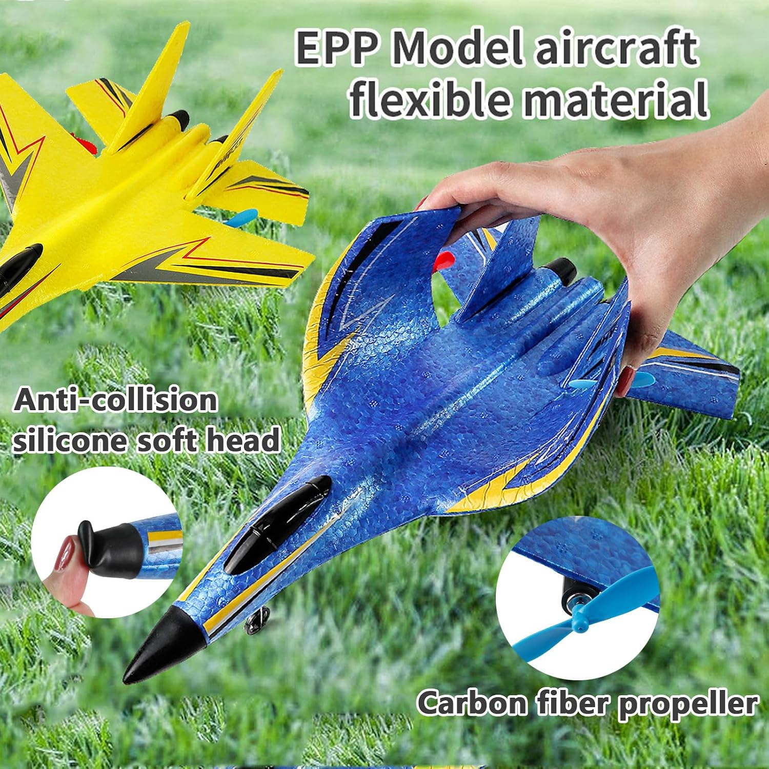 RC Plane,Foam Remote Control Airplanes,2.4GHz RC Airplane Fighter Jet Drone with LED Light, 360° Flip,Easy to Fly RC