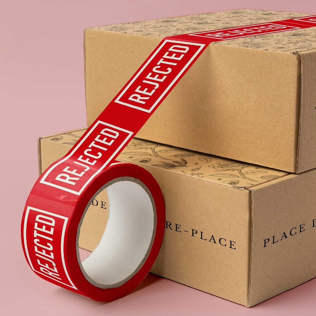 Warning Label Tape for Shipping, Caution Packaging Tape Roll for Parcel, Package, Cardboard, Boxes, HotMelt Sealing