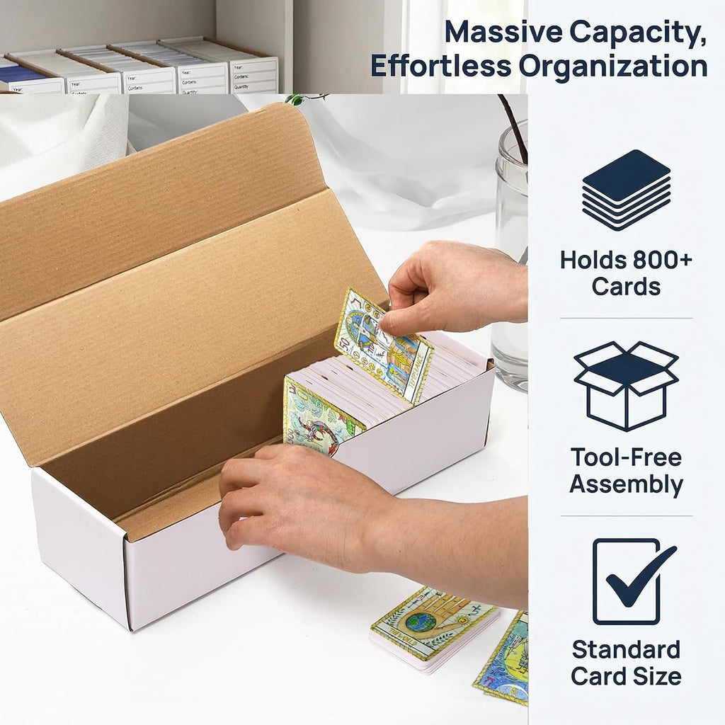 12 Pack 800-Count Trading Card Storage Box, Cardboard Storage Boxes for Baseball, Sports, Football, Basketball Cards