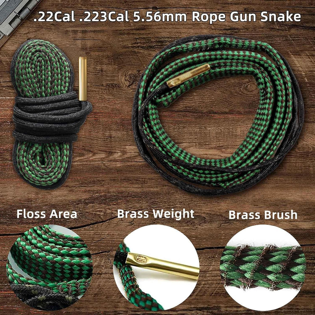 Universal Gun Cleaning Kit for .22 .223Cal 5.56mm .22LR Rifle Pistol, Bore Chamber Brush,Bore Mop,Gun Snake,Star
