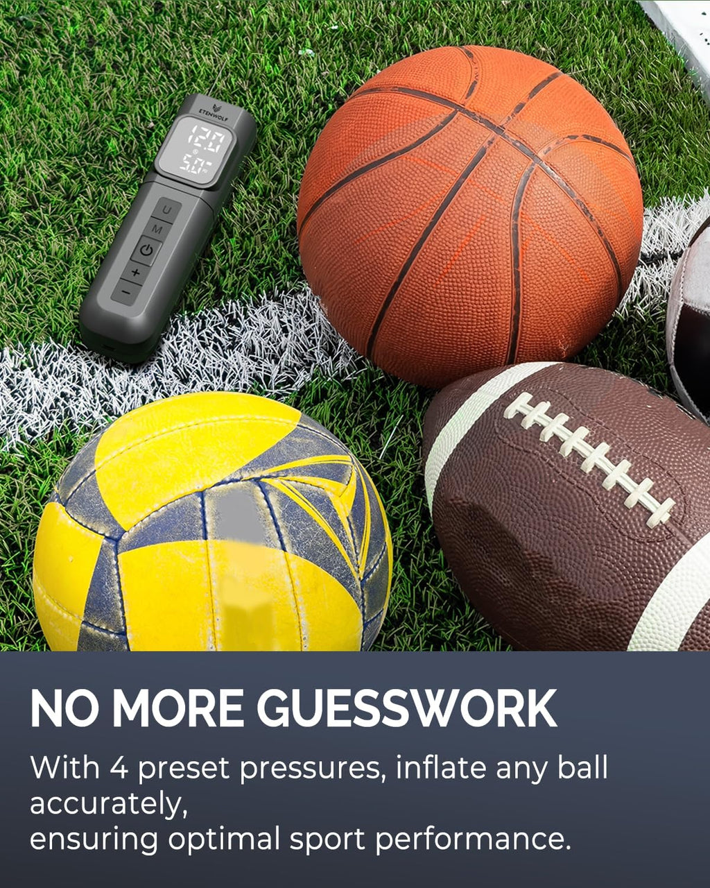 P200 Electric Ball Pump 2000mAh Air Pump for Sports Balls | with Preset Gauge and Digital LCD Display, Fast Inflation