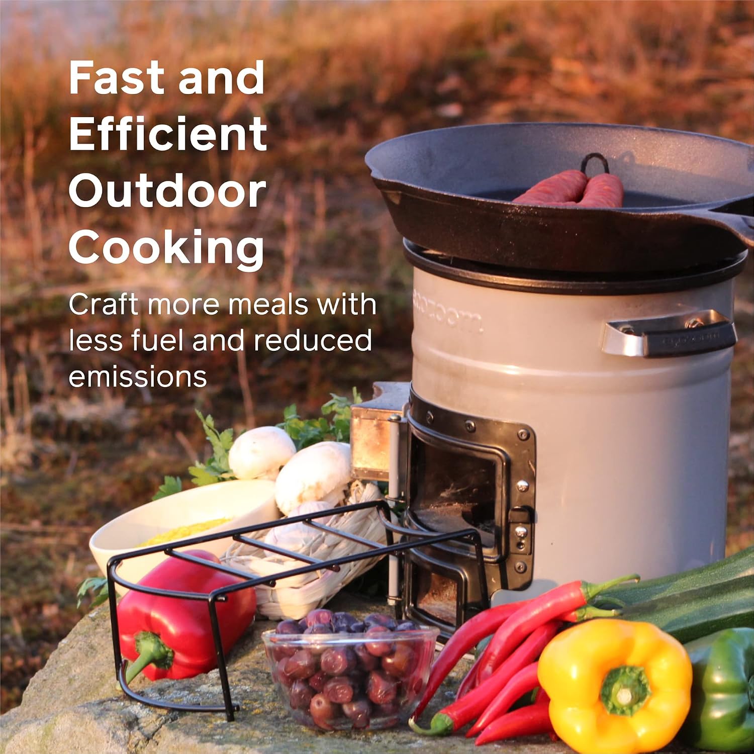Rocket Stove, Dual Fuel Wood & Charcoal, Portable & Insulated | Heavy Duty, Emergency Use, Refractory Linings