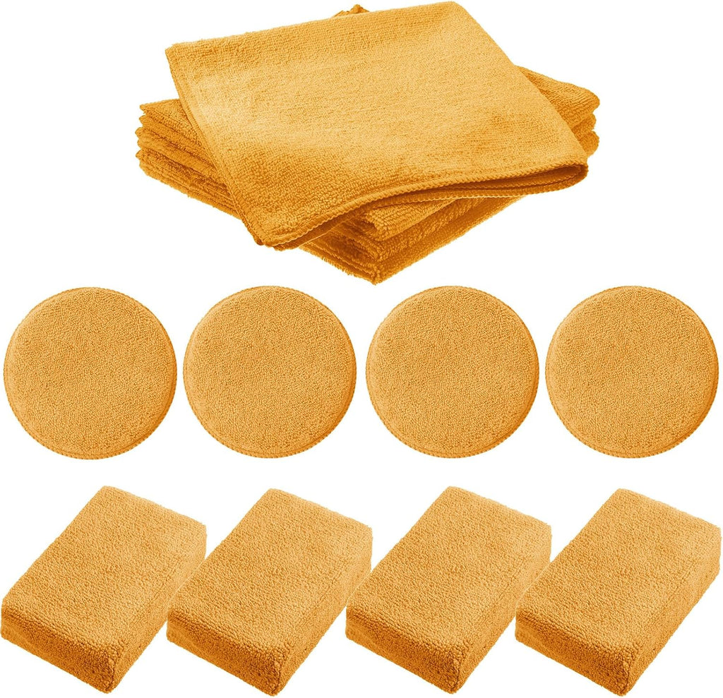 12 Pack Microfiber Applicator Pad Microfiber Sponge for Car Include Round Wax Microfiber Applicator Rectangle Car