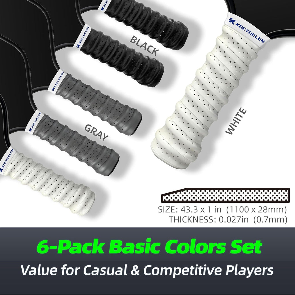 Ribbed Pickleball Overgrip Tape, Non-Slip Sweat-Wicking Racquet Grip for Pickleball/Tennis/Badminton