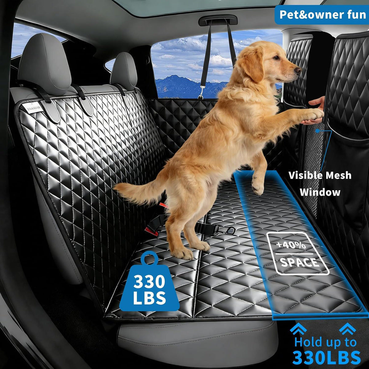28" High Barrier Dog Car Seat Cover Hard Bottom Holds 330lbs