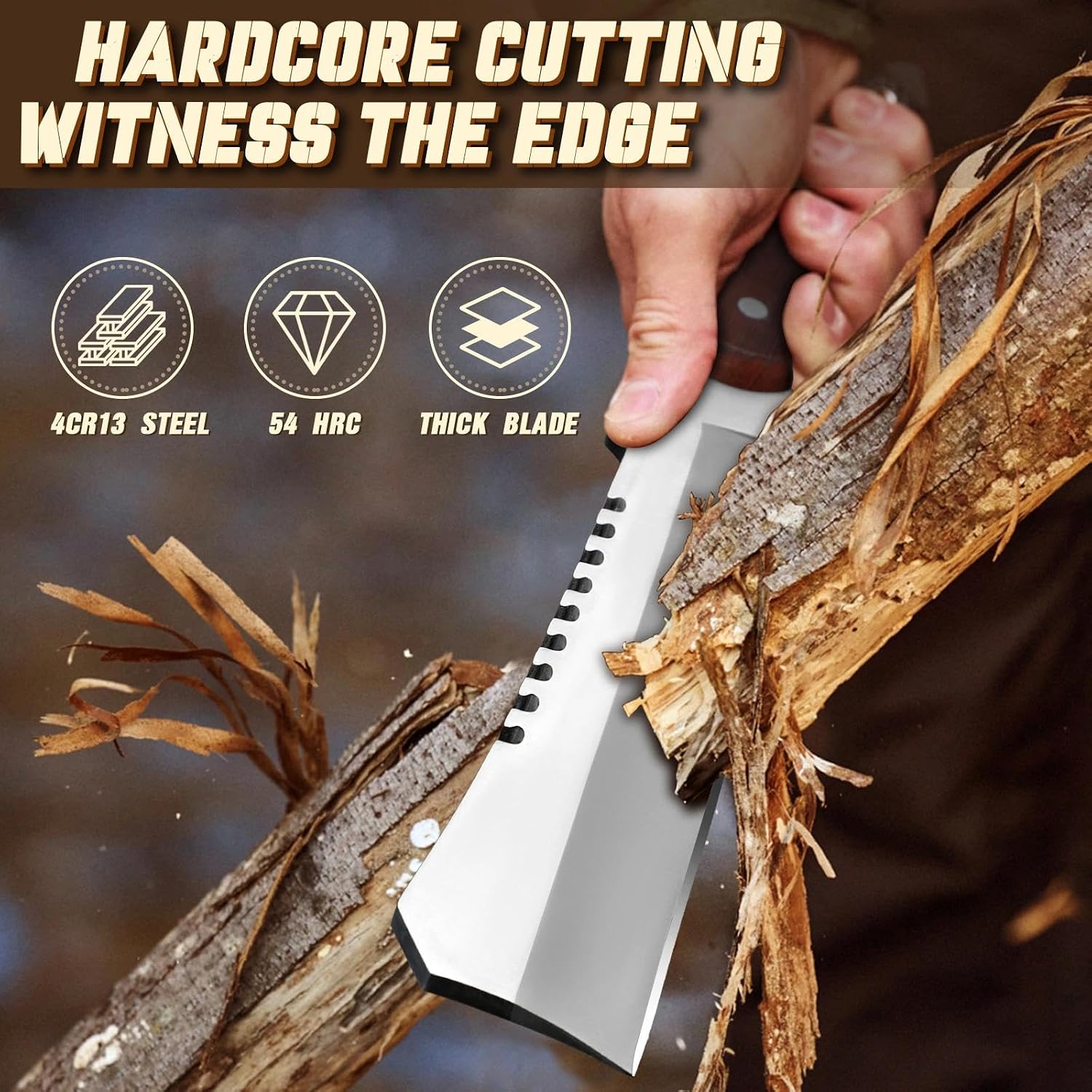 Machete for Cutting Trees, Survival Hunting Machete with Sheath | Heavy Duty Hunting Knife for Yard Work, Full Tang