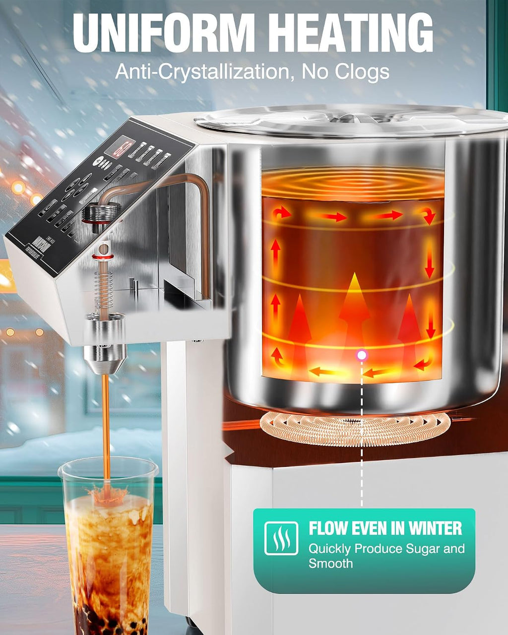 Fructose Dispenser - Automatic Fructose Machine with 16 Programmable Presets, Drip Tray, Measuring Cup & Mixing Stick