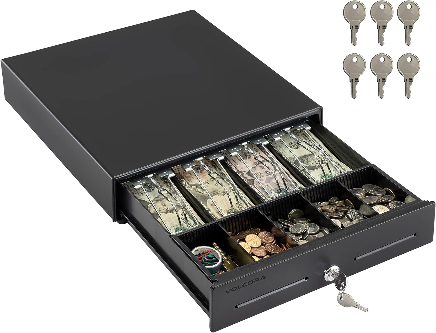13" Electronic Cash Register Drawer for Point of Sale (POS) System with 4 Bill 5 Coin Cash Tray, Removable Coin