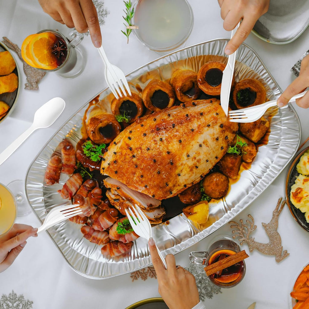 Extra Heavyduty Compostable Cutlery Set - 190 Count Large Disposable Utensils No Plastic Forks Spoons Knives