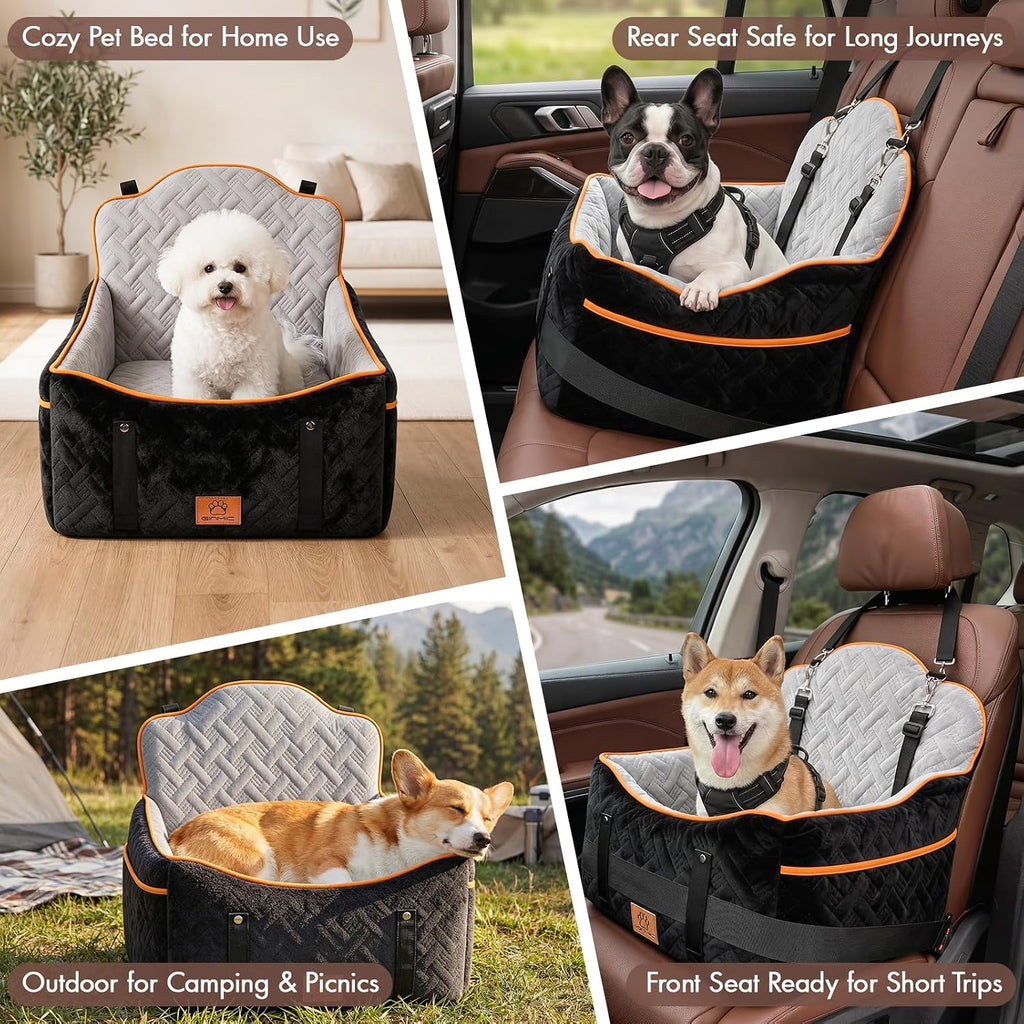 Dog Car Seats for Small Medium Dogs up to 35 lbs – Dog Booster Car Seat with 5.3-Inch Memory Foam, Dual Safety