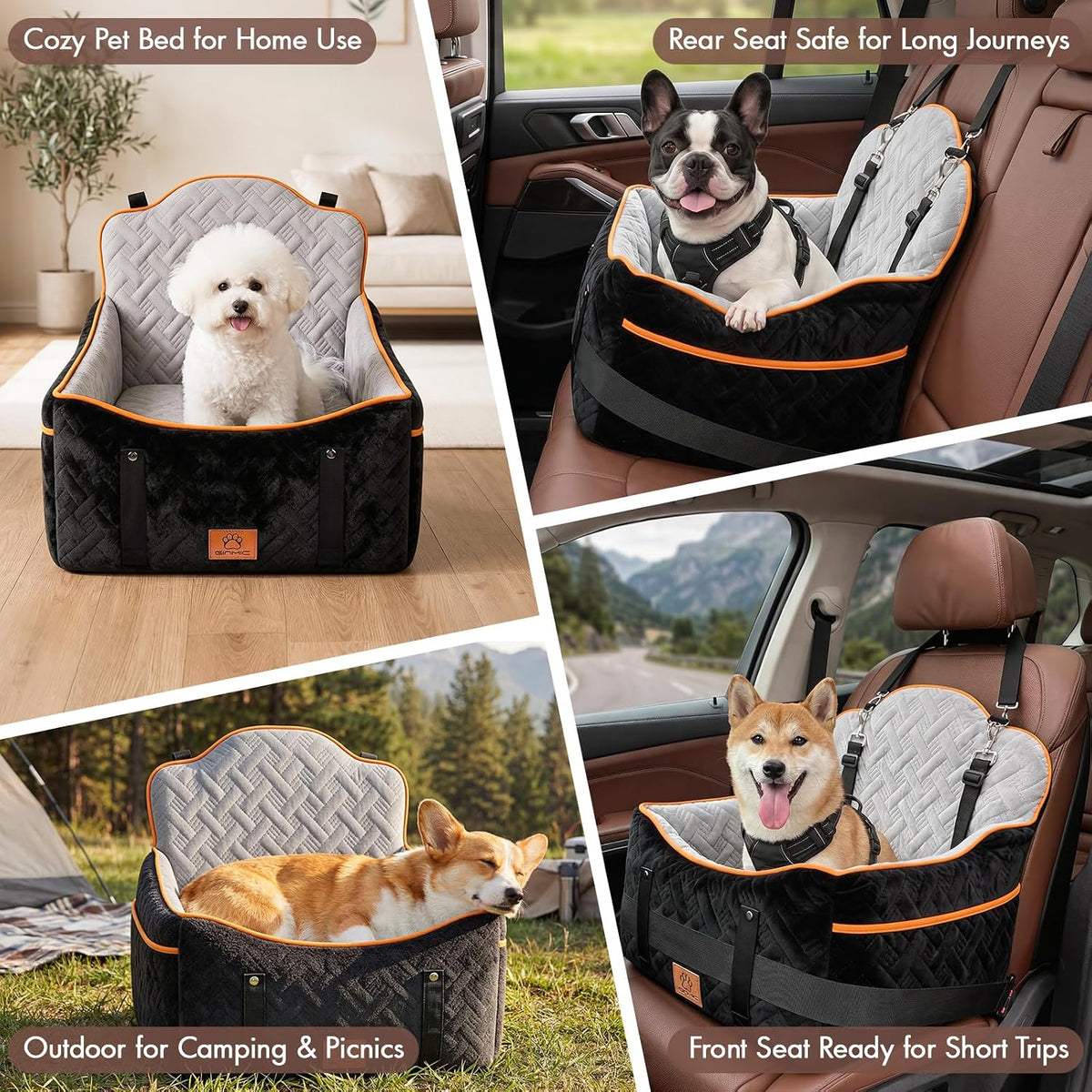 Dog Car Seats for Small Medium Dogs up to 35 lbs – Dog Booster Car Seat with 5.3-Inch Memory Foam, Dual Safety