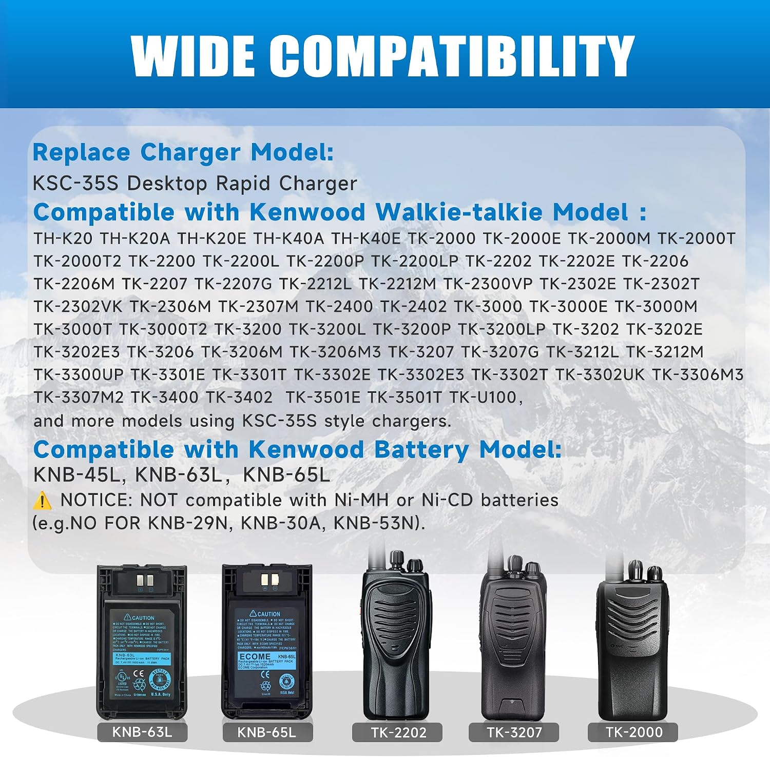 KSC-35S Rapid Charger Replacement for Kenwood TK-2400 TK-3400 2-Way Radio | Smart desktop charger perfectly fits