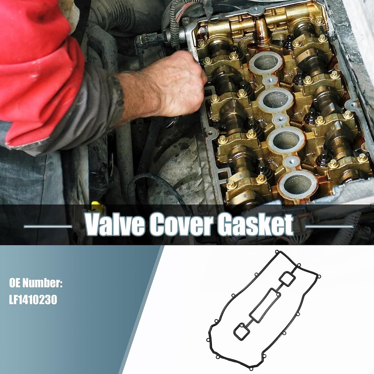 uxcell LF1410230 Engine Valve Cover Gaskets for Mazda 6 02-07 Black Rubber