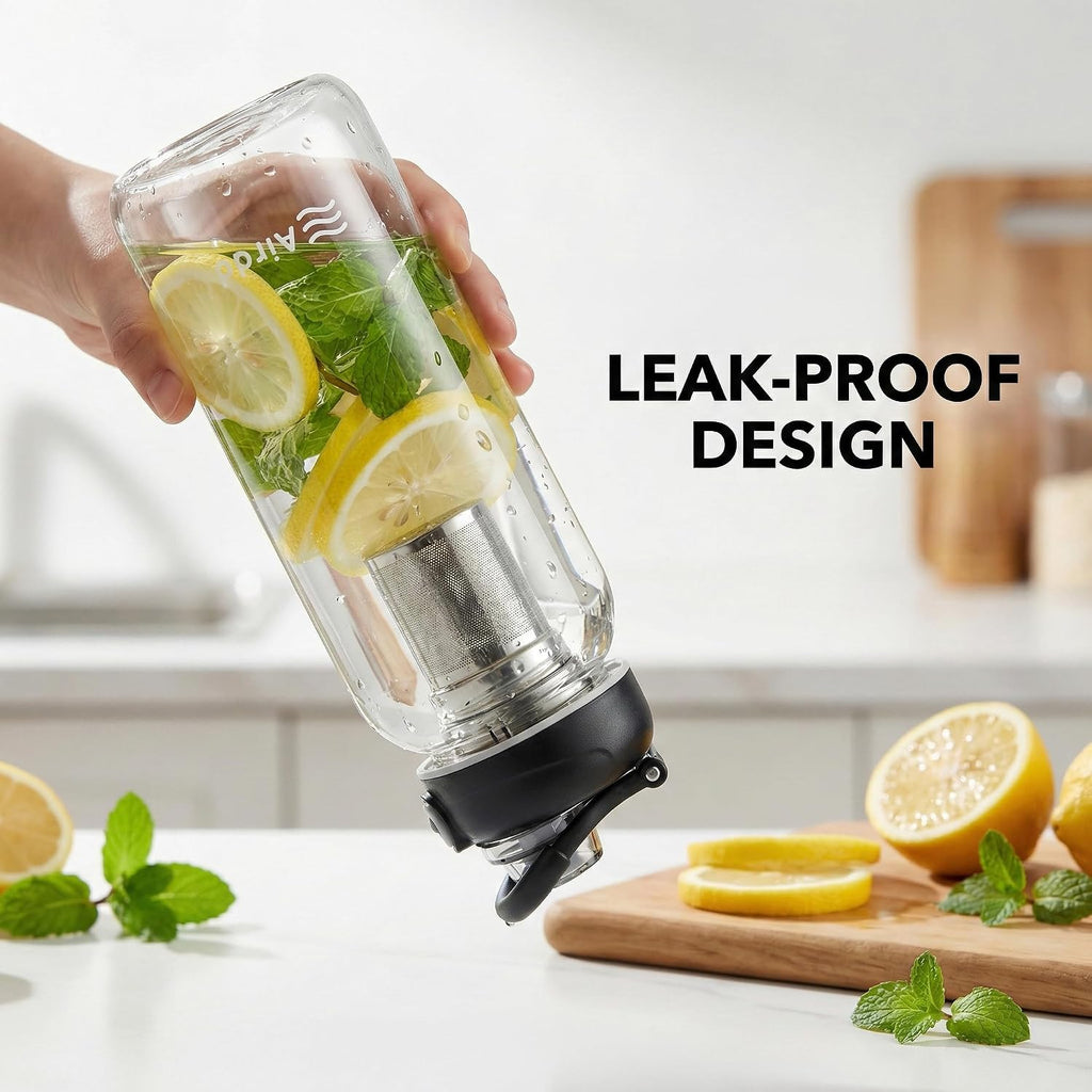 Glass Water Bottle with Stainless Steel Tea Infuser 32oz