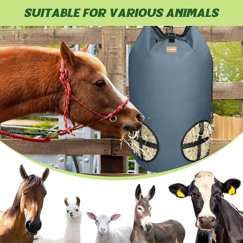 Hay Bags for Horses,4 Holes Slow Feeder Hay Bags for Goats,Sheep,Donkeys,Large Capacity Hay Feeder with Adjustable