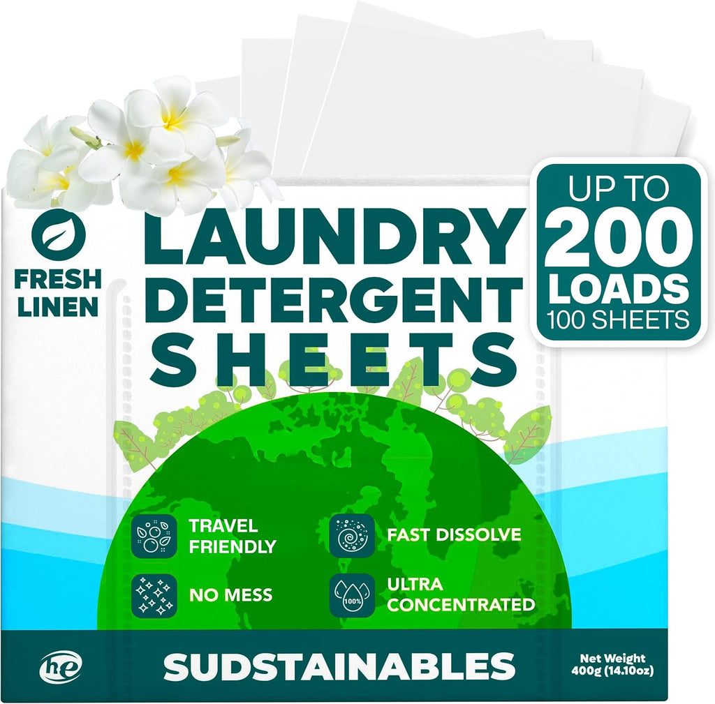 Laundry Detergent Sheets, Fresh Linen, 200 Loads