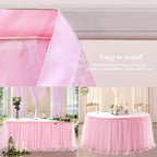 6ft Pink Tulle Table Skirt Baby Shower Tablecloth for Rectangle Tables or Round Tables Pink Ruffle Tutu Table Skirts