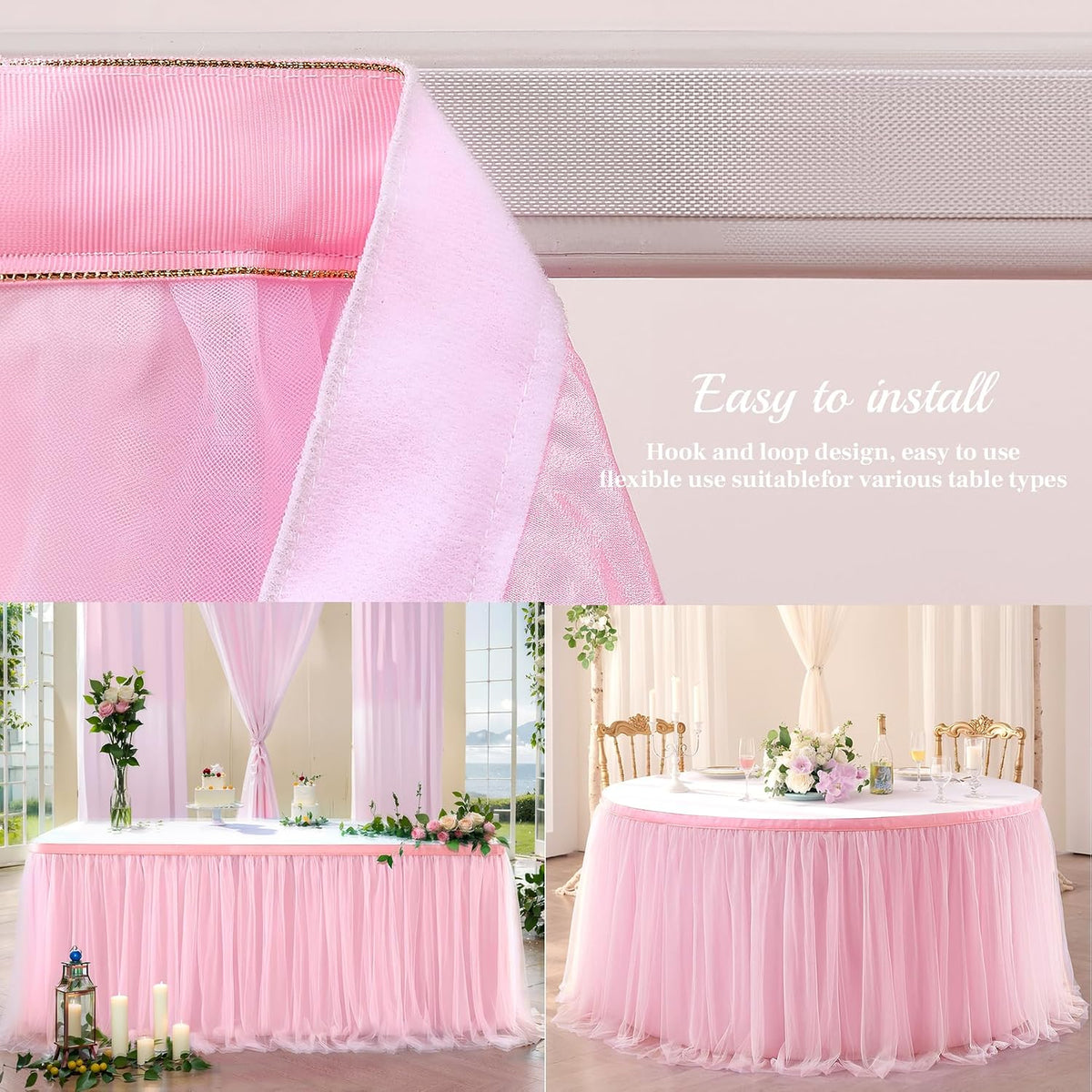 6ft Pink Tulle Table Skirt Baby Shower Tablecloth for Rectangle Tables or Round Tables Pink Ruffle Tutu Table Skirts