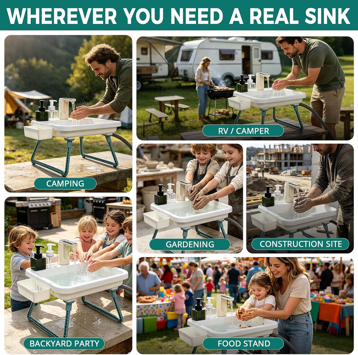 Portable Sink Hand Wash Station, Camping Sink