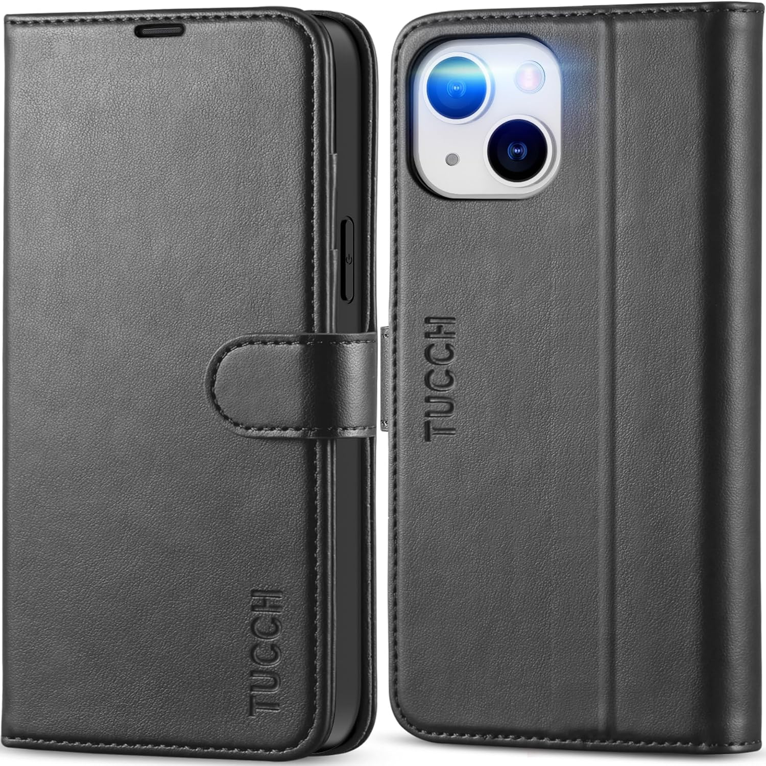 Case Wallet for iPhone 13 (6.1") 2021, RFID Blocking 3 Card Holder Kickstand PU Leather Flip Folio, [Shockproof TPU