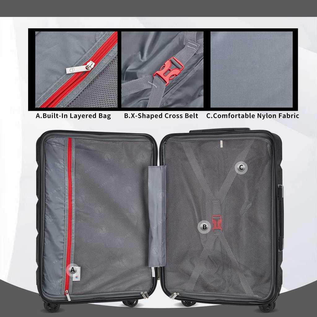 Luggage Sets,Lightweight Hard Shell Suitcase Set with Spinner Wheels,Hardside Luggage 3-Piece Set with TSA Lock