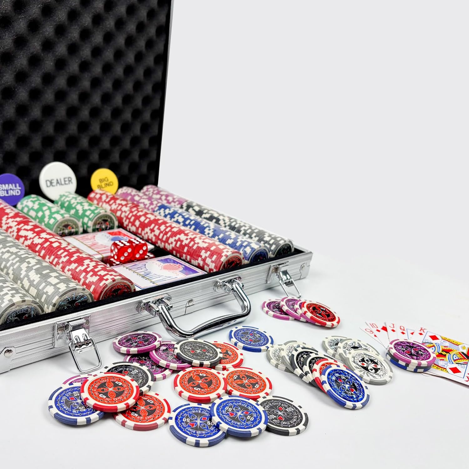 Poker Chips with Numbers,11 Gram Poker Chips Set,500Pcs | With Aluminum Travel Case, Casino Poker Set for Texas