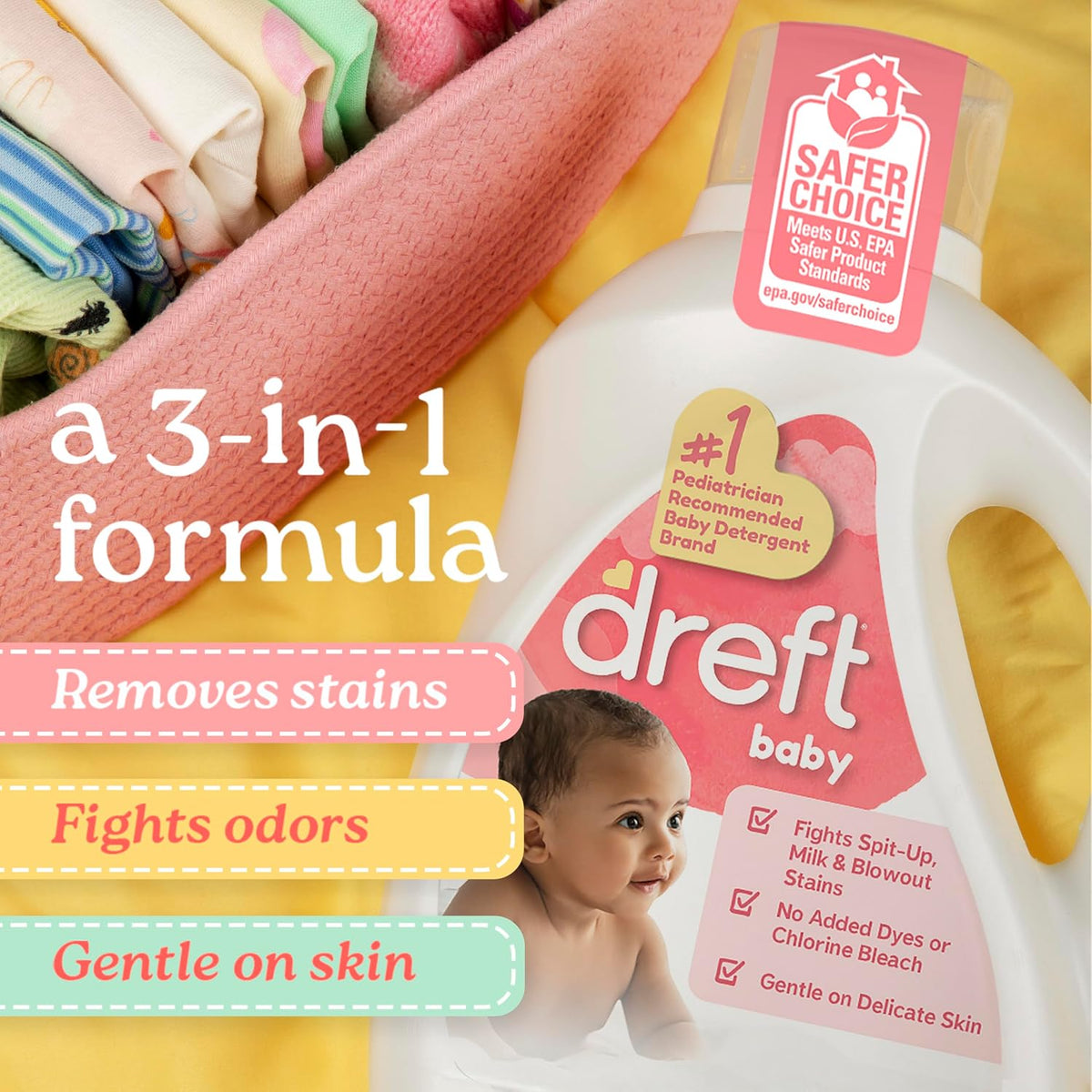 Baby Liquid Laundry Detergent, Gentle on Sensitive Skin Laundry Soap, 84 fl oz, 64 Loads (Packaging May Vary)