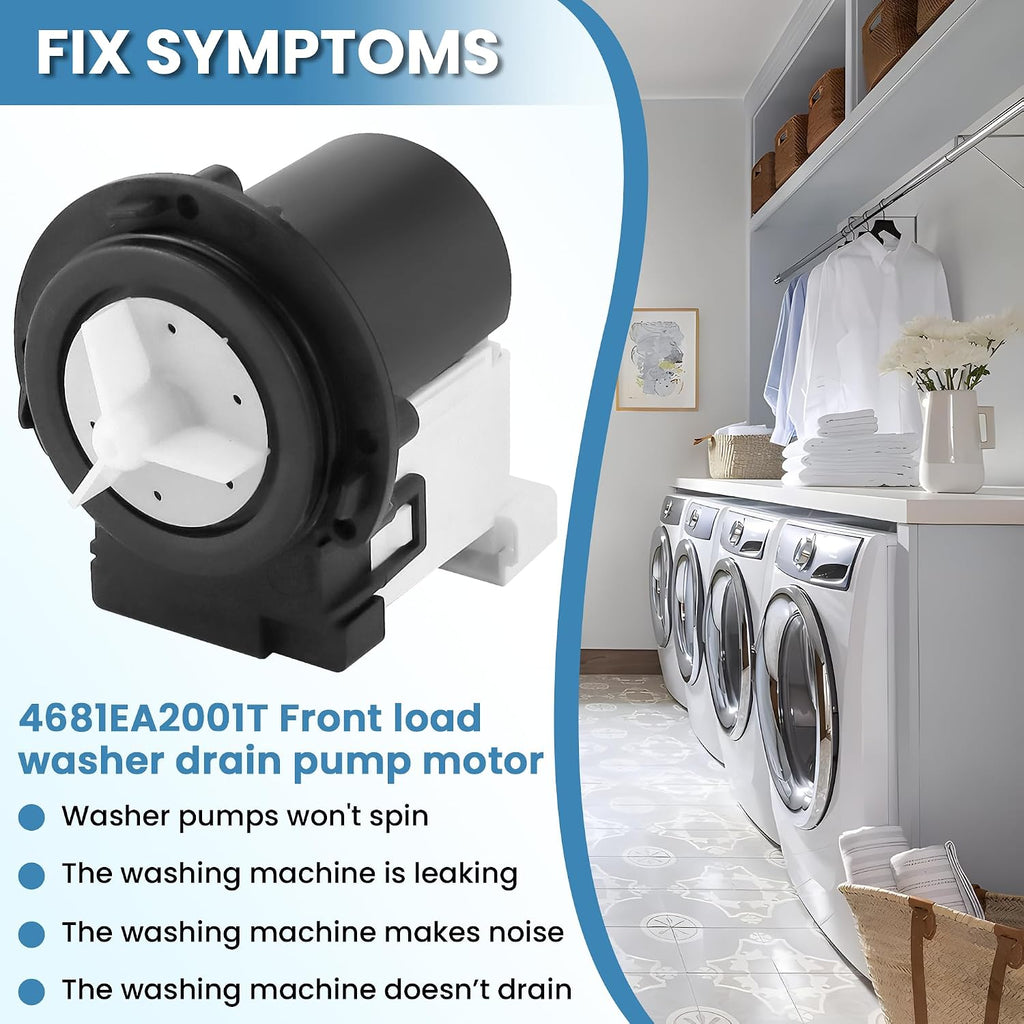 4681EA2001T Washer Drain Pump Assembly Fit for L-G & Ken-more Washer Drain Pump OEM Motor Replaces AP5328388, 4681EA1007G, 2003273, 4681EA1007D by MIFLUS