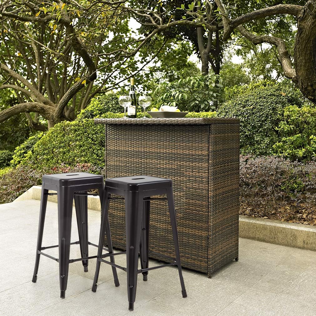 Bar Stools Set of 4 Counter Stool Metal Bar Stools 30 Inches Height Industrial Bar Chairs Patio Stool Stackable
