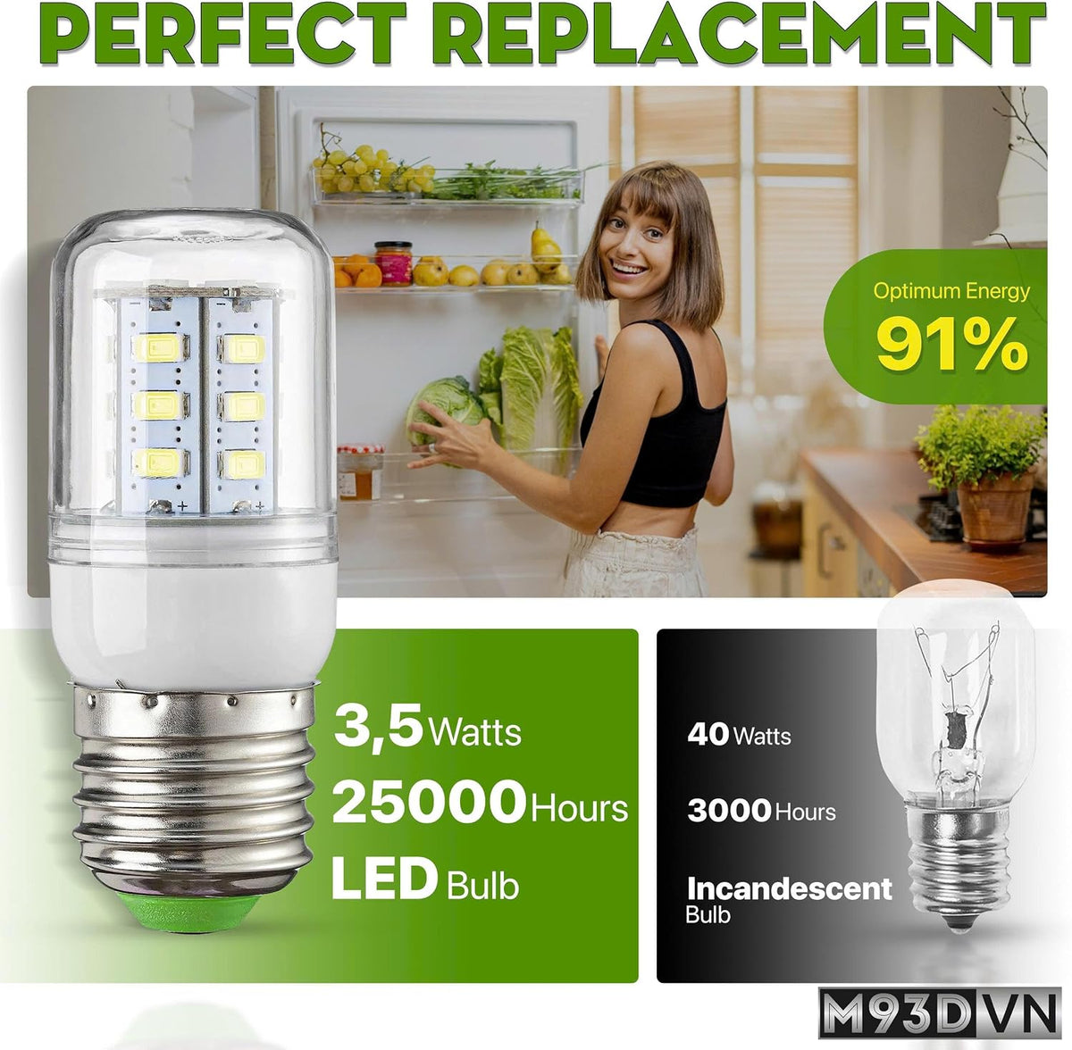 AZH Light Bulb Replacement for Frigidaire LFSS2312TF1 LFSS2312TF2 LFSS2612TE1 LFSS2312TF4 LFSS2312TP0 LFSS2612TE2 LFSS2312TP1 LFSS2312TP2 LFSS2312TP4 LFSS2612TD0 LFSS2612TD1 LFSS2612TE0 Refrigerator