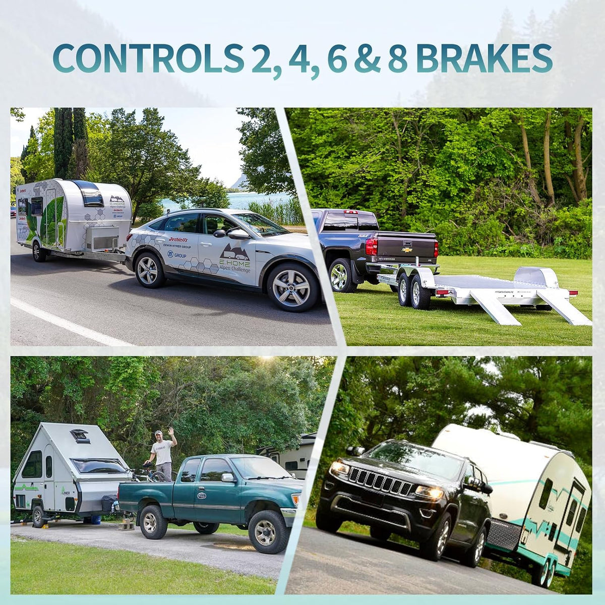Proportional Trailer Brake Controller, Digital Electric Control | Rotary Knob Adjustment, LCD Digital Display, 1–4