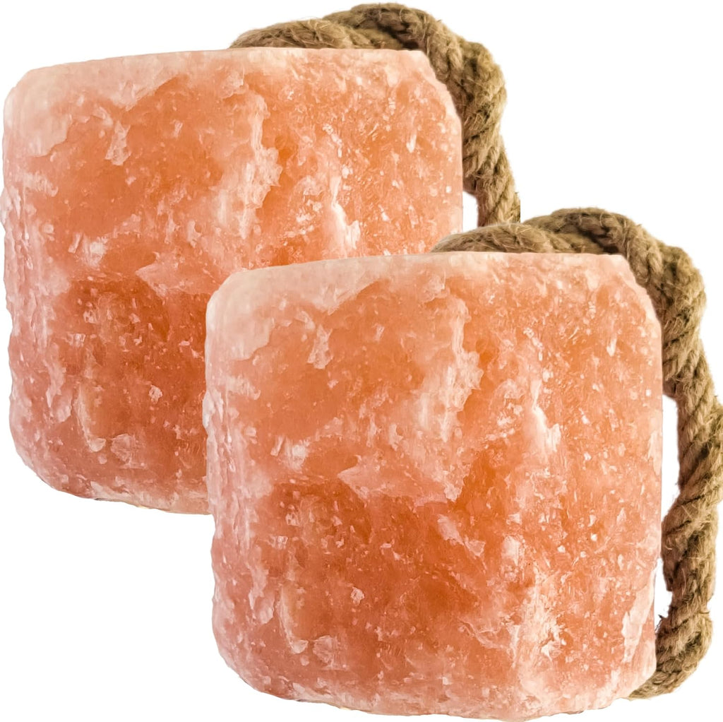 Himalayan Salt Lick On Rope 7.5-8 lb Each (Pack of 2) for Horses, Deer, Goats & Livestock | Natural, Mineral-Rich