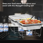 Disposable Chafing Dish Buffet Set, Food Warmers for Parties, Complete 39 Pcs of Chafing Servers with Covers