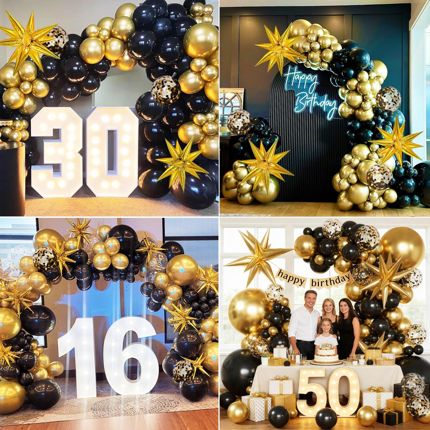 Black and Gold Balloons Arch Kit Garland, Black Gold Confetti Balloons for 2026 Graduation Decorations Class Grad