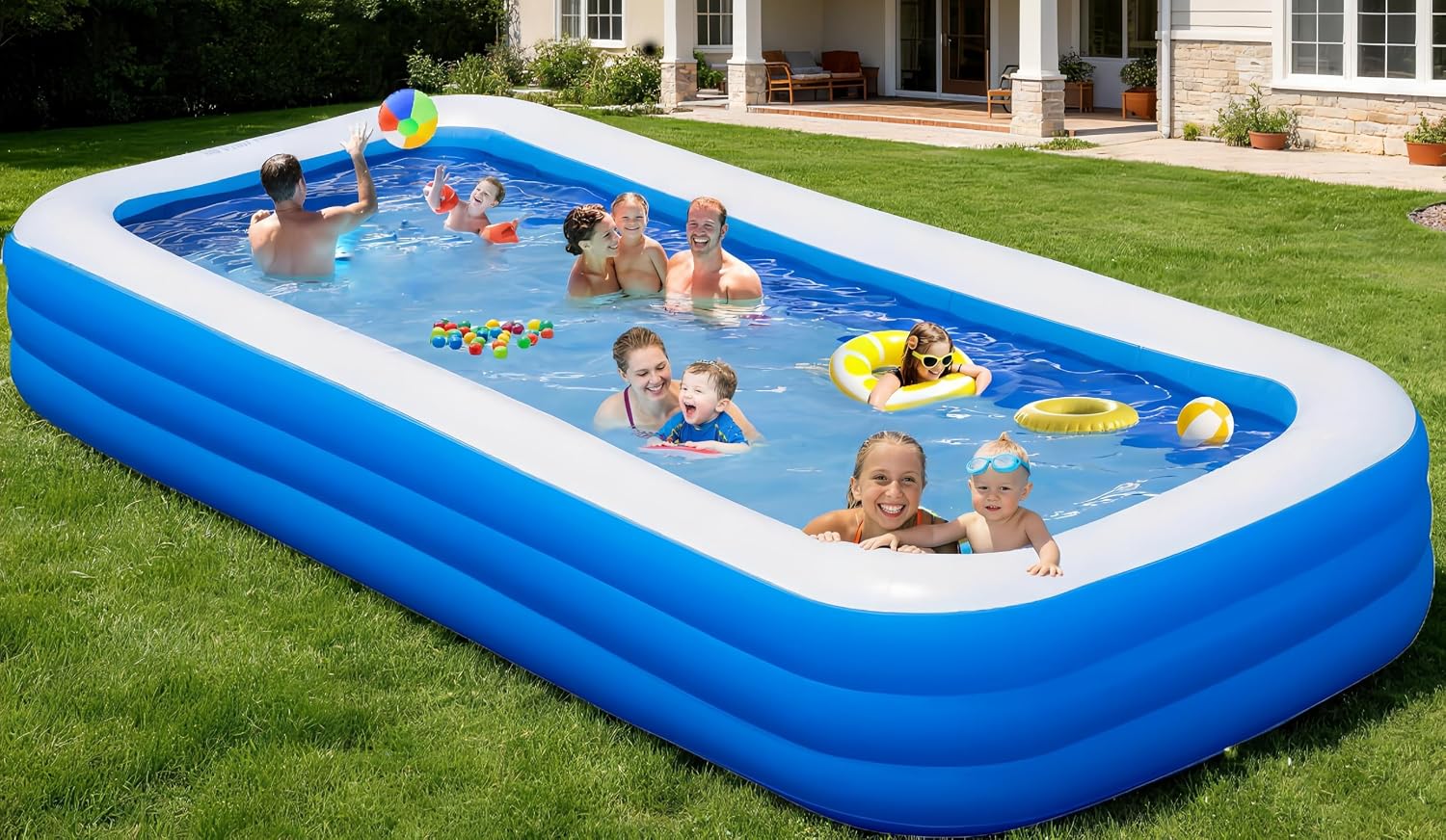 Large Inflatable Pool for Adults- 120"x70"x22" Inflatable Swimming Pool Blow-Up Pools, Oversized Thickened Heavy Duty