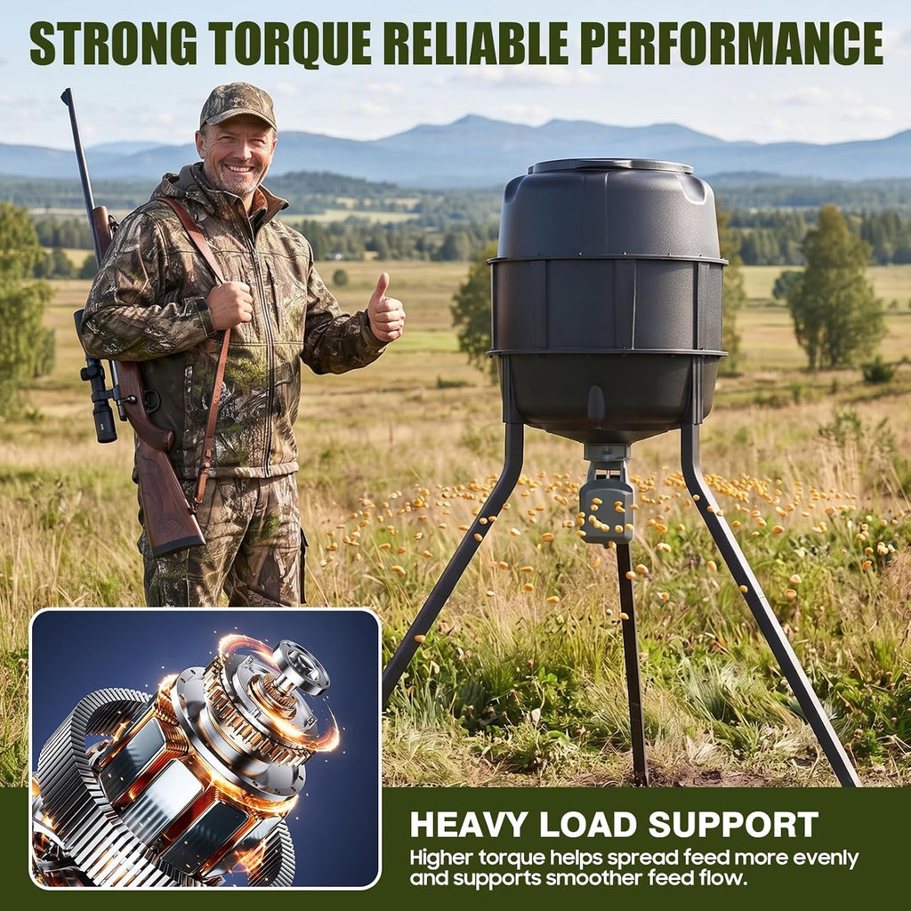 Deer Feeder Motor Kit, 8 AA Battery Powered for Extended Runtime, Rotating Lock & DIY Mounting, Batteries Not Included