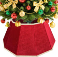 Christmas Tree Skirt, Velvet Foldable Christmas Tree Collar, Red | Xmas Tree Skirt for Artificial Christmas Trees