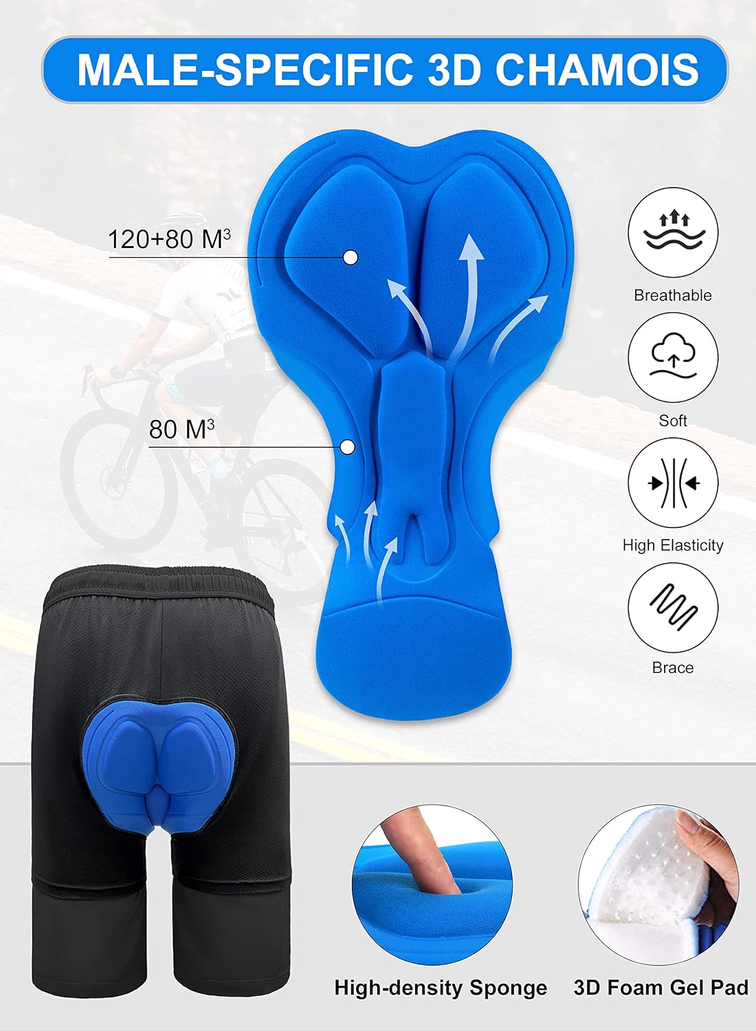 Men's Mountain Bike Shorts 3D Padded Loose-fit Biking Riding Cycling Bicycle Biker Shorts Zipper Pockets