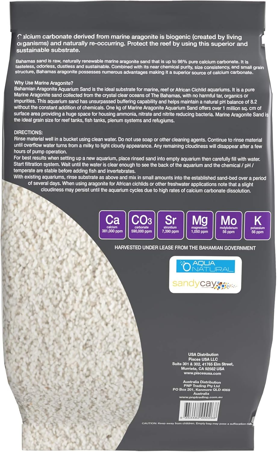 Aquarium Sand, Coarse Aragonite, 10lb | Reef, Saltwater and Marine Aquariums