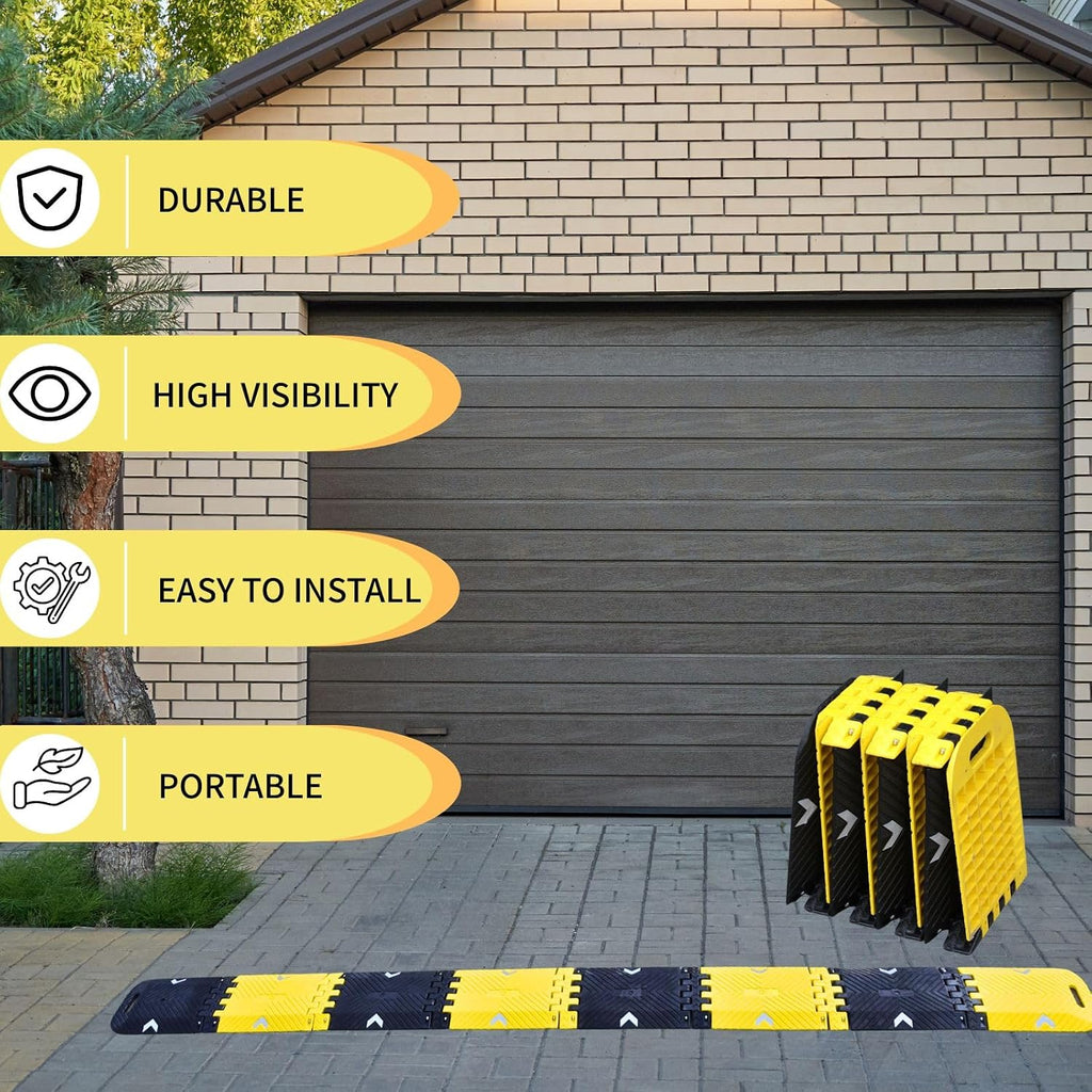 Collapsible Speed Bumps for Road - 10 Ft Portable Traffic Hump for Driveway, Parking, Asphalt to Gravel (Portable