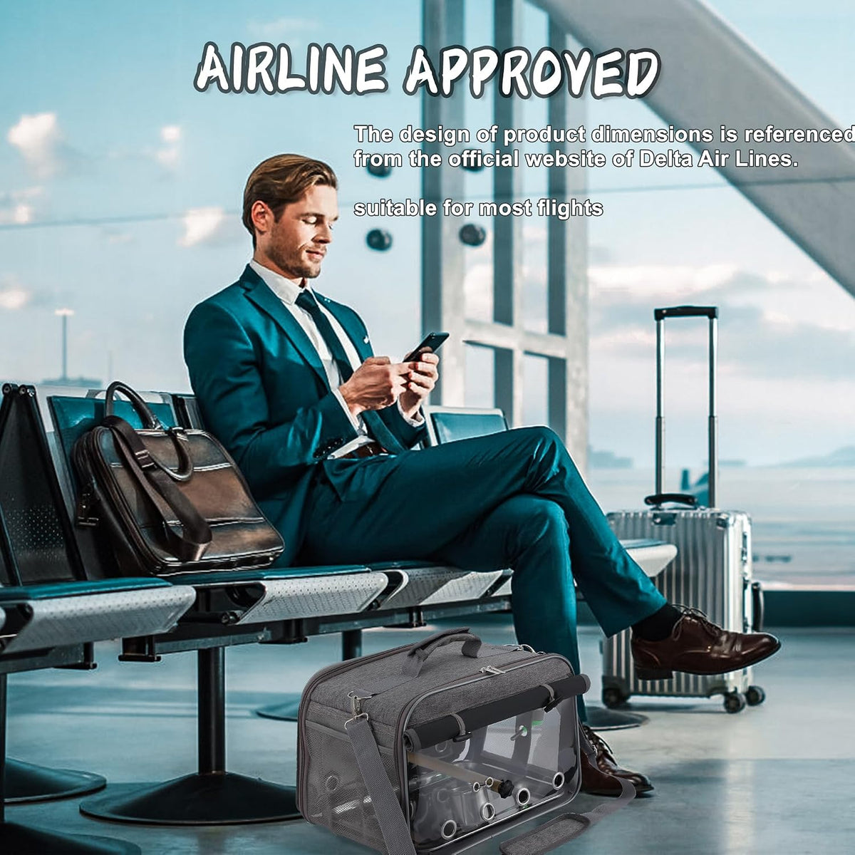 Bird Carrier Airline Approved, Bird Travel Cage with Indestructible Stainless Steel Mesh, Bird Travel Bag Lightweight