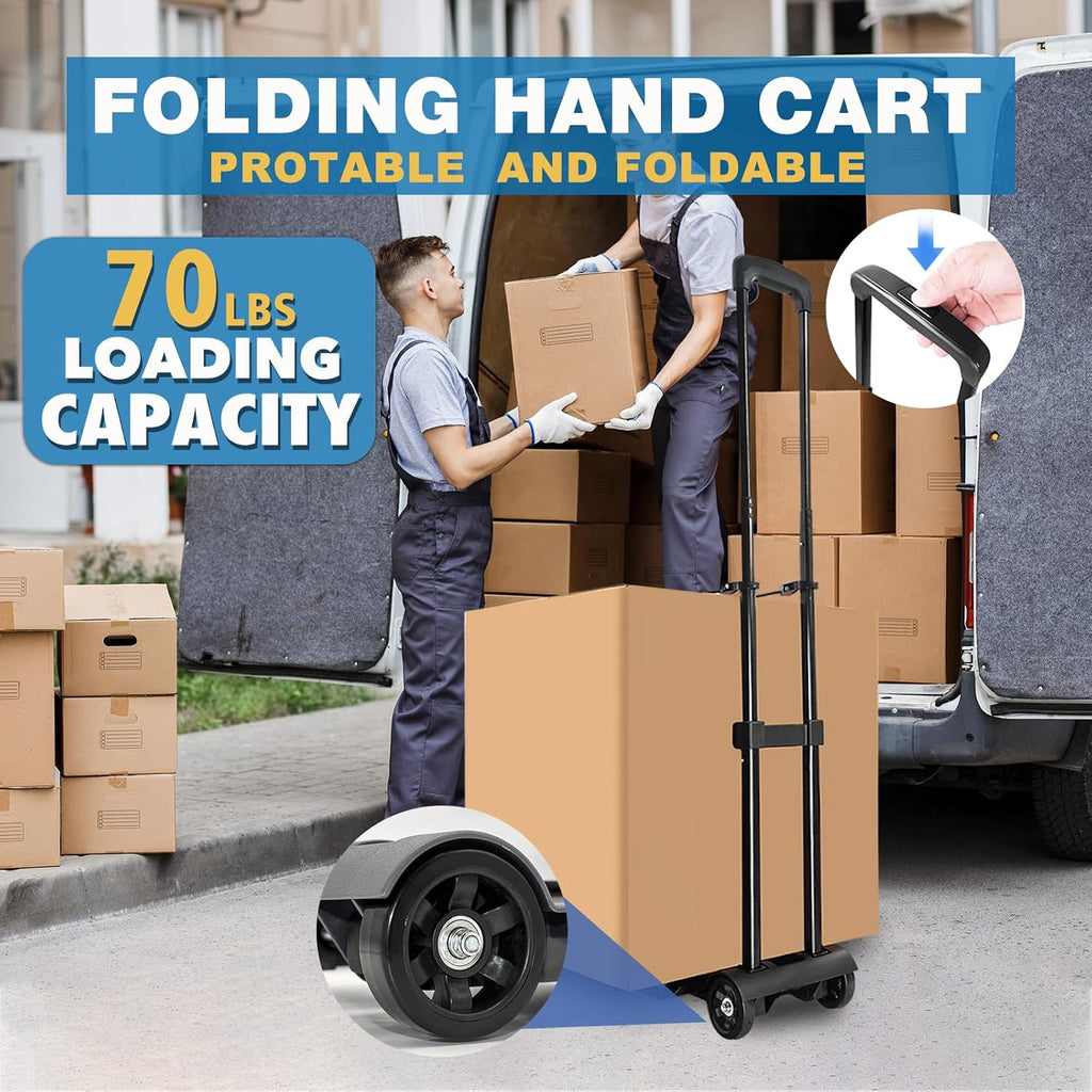 Folding Hand Truck Dolly Cart, Folding Cart Small Dolly with Wheels, | Lightweight Utility Dolly Expandable Baseplate