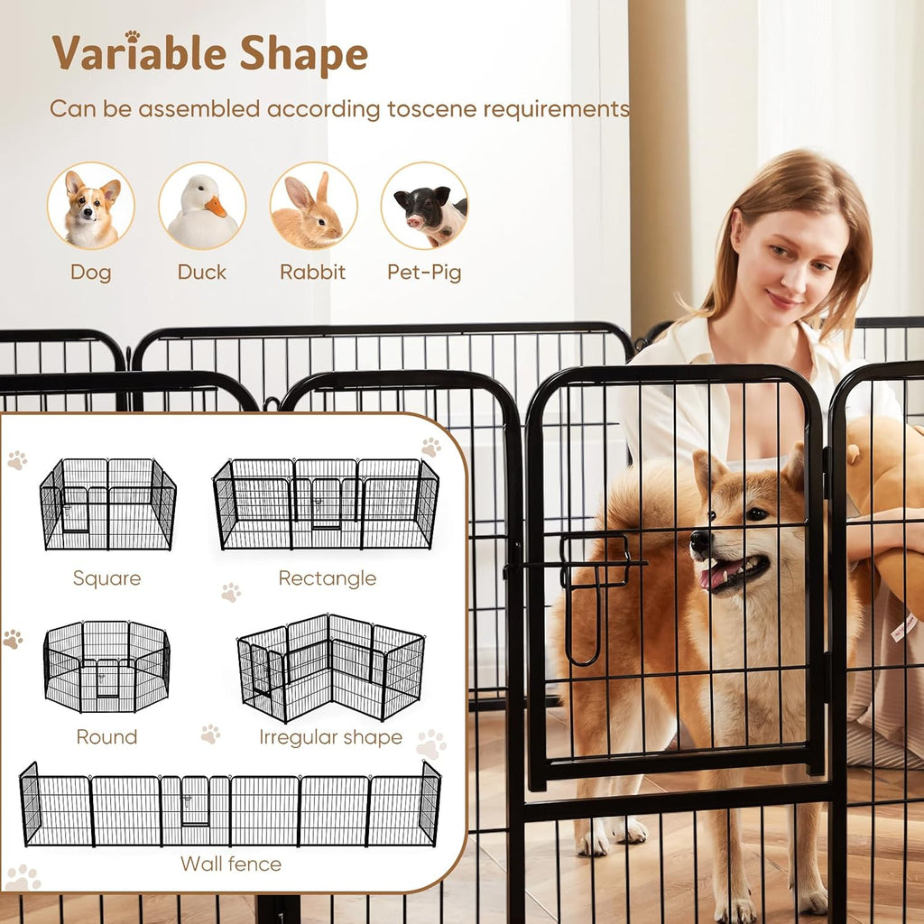 Dog Playpen 32 Inch 8 Panels Indoor Outdoor Metal Pet Fence