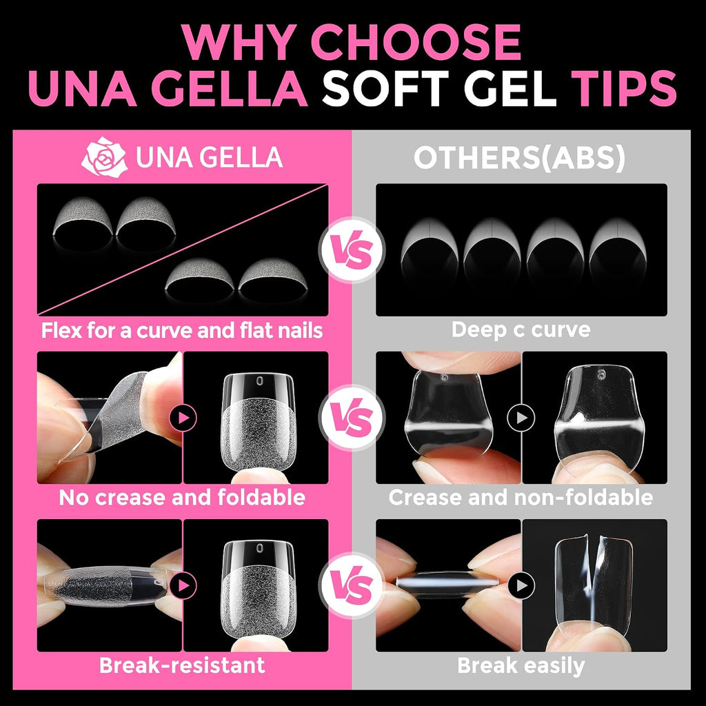 Extra Short Square Nail Tips XS 216pcs Soft Gel Tips