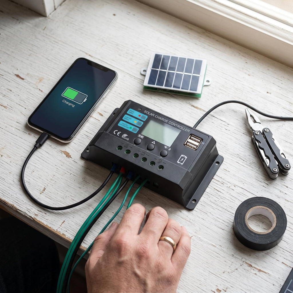 MPPT Solar Charge Controller 30A with LCD Display Photovoltaic Regulator for Off Grid Home Camping and Solar Panel