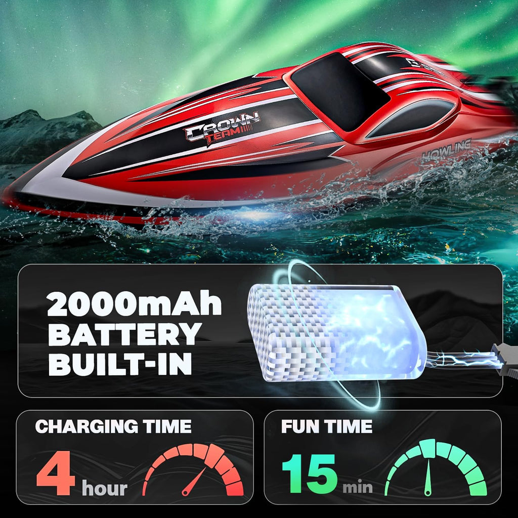 HJ818PRO 16 Inch 55 KPH Brushless RC Boat for Adults | 55 KPH Speed & Brushless Motor; Waterproof Hull; Large RC